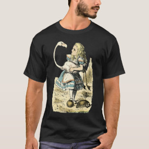 Vintage Alice in Wonderland Flamingo Croquet Illus T Shirt