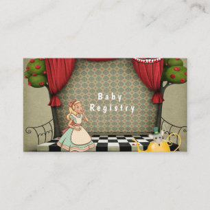 Vintage Alice in Wonderland Girl Baby Registry Visitkort