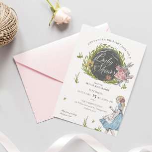Vintage Alice in Wonderland Ner Kanin Hål Inbjudningar
