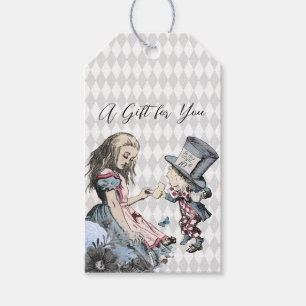 Vintage Alice & Mad Hatter Anpassningsbar Presentetikett