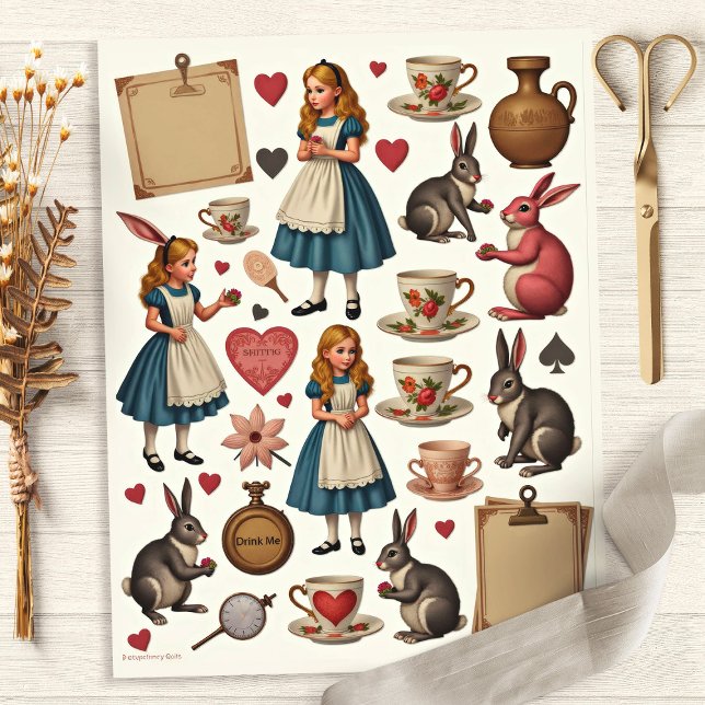 Vintage Alice Prydsnitts Skrapbok Papper (Skapare uppladdad)