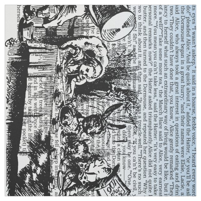 Vintage Alice text och Dubbla Gräns Blue Tyg (Provkarta)