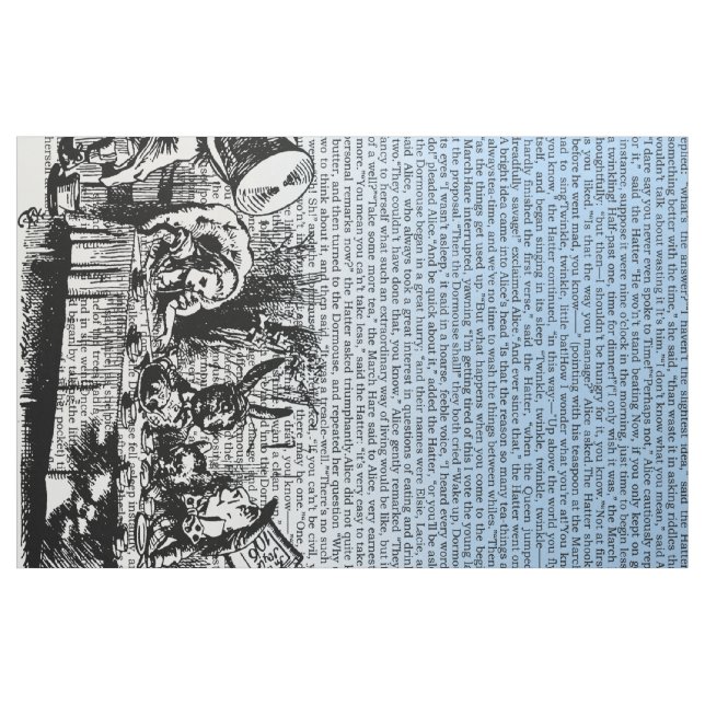 Vintage Alice text och Gräns Blue Tyg (Fat Quarter)