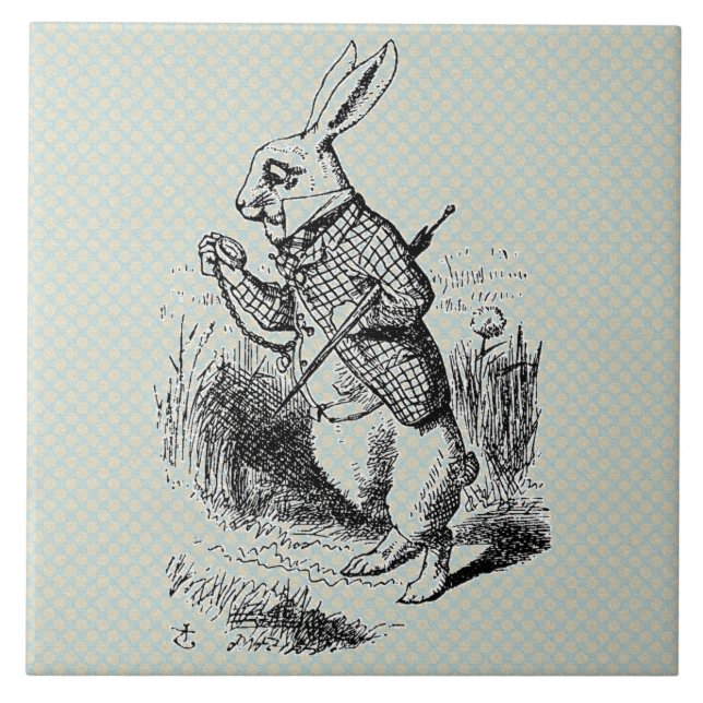 Vintage Alice vitkanin Kakelplatta (Framsidan)