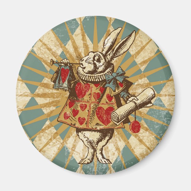 Vintage Alice White Rabbit Magnet (Framsidan)