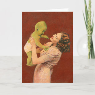 Vintage Alien Baby Hälsning-kort Kort