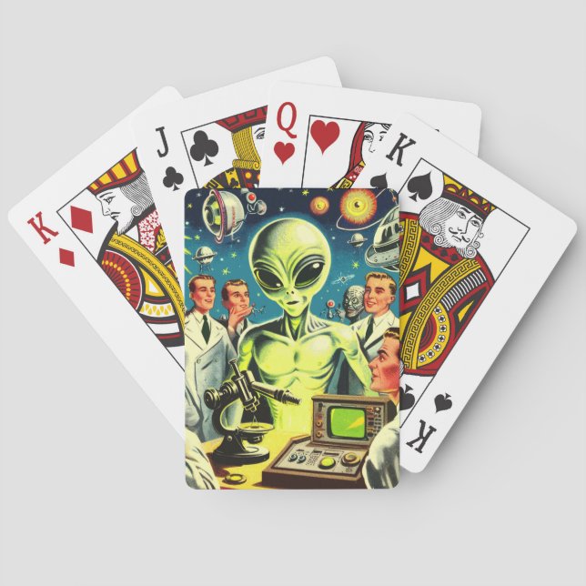 Vintage Alien Science fiction Tecknad Casinokort (Baksidan)