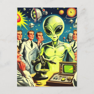 Vintage Alien Science fiction Tecknad Vykort