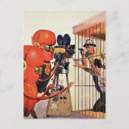 Vintage Alien Zoo Sci-Fi Design Vykort