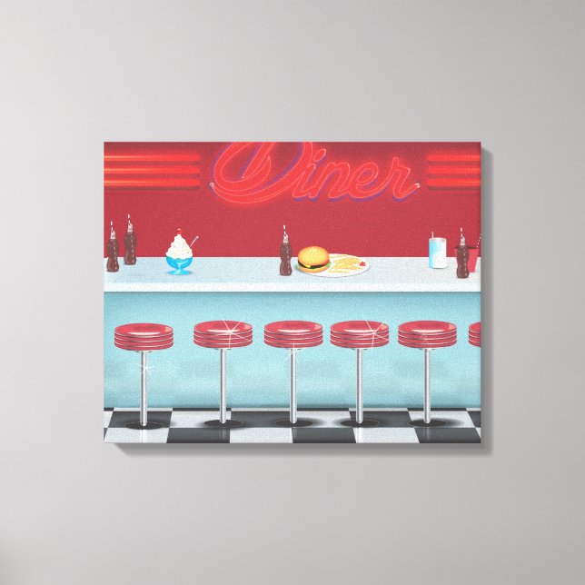 Vintage All American Diner Canvastryck (Framsida)
