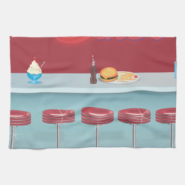 Vintage All American Diner Kökshandduk (Horisontell)