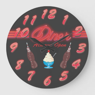 Vintage All American Diner Stor Klocka