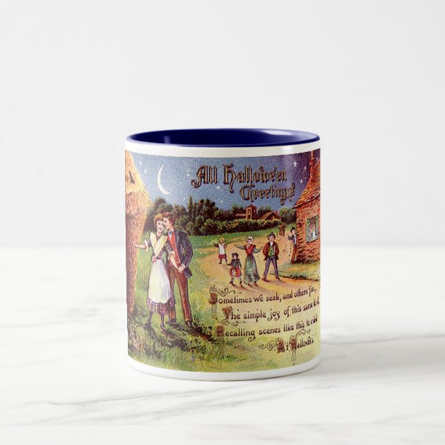 Vintage All Halloween Hälsning par Två-Tonad Mugg (Center)
