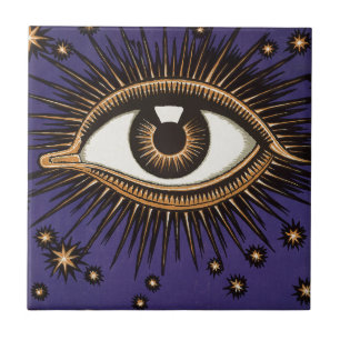 Vintage All Seeing Eye Mystisk Celestial Konst Kakelplatta