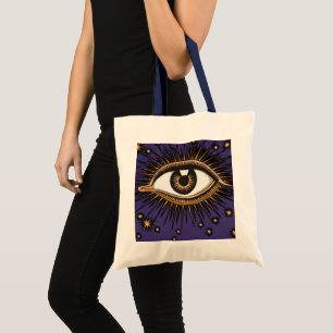 Vintage All Seeing Eye Mystisk Celestial Konst Tygkasse