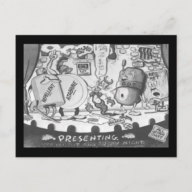 Vintage All Star Mosquito Repellent Cast Vykort (Framsida)