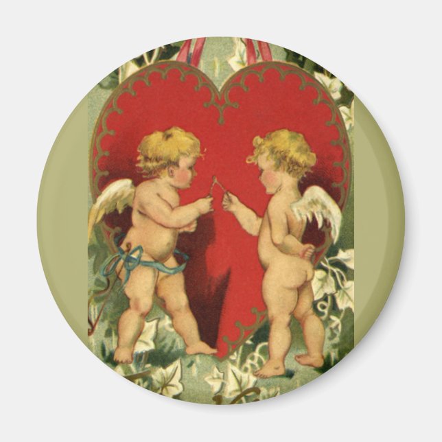Vintage Alla hjärtans dag, Cherubs gör en önskan Magnet (Framsidan)