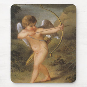 Vintage Alla hjärtans dag, Cupid med båge och pil Musmatta