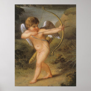 Vintage Alla hjärtans dag, Cupid med båge och pil Poster