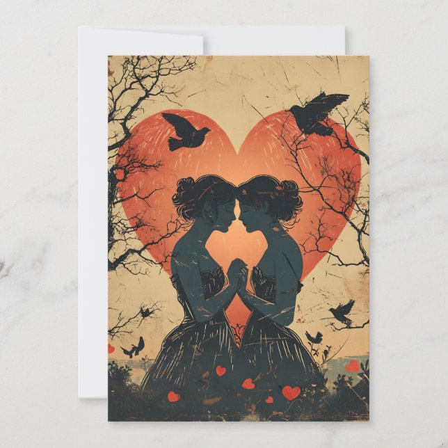 Vintage Alla hjärtans dag HBTQ Julkort (Framsida)