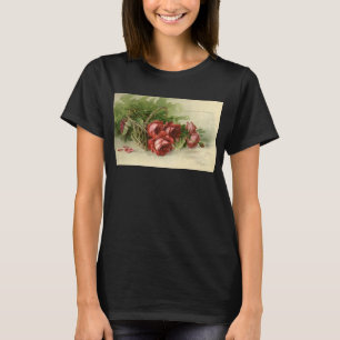 Vintage Alla hjärtans dag-kärlek, karmosinröda ros Tee Shirt