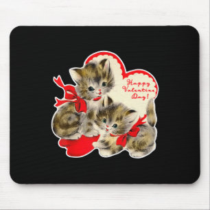 Vintage Alla hjärtans dag Kat Kattunge Kitten Retr Musmatta