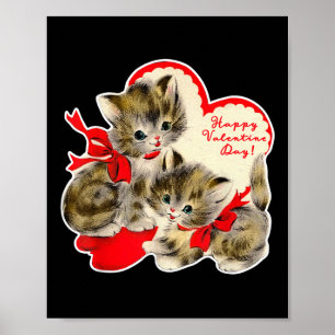 Vintage Alla hjärtans dag Kat Kattunge Kitten Retr Poster