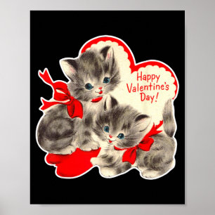 Vintage Alla hjärtans dag Katt Kattunge Retro Val Poster