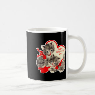 Vintage Alla hjärtans dag Katt Ungkat Unga Katter Kaffemugg