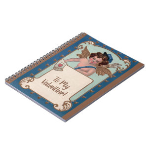 Vintage Alla hjärtans dag, kerub med kärleksbrev Anteckningsbok