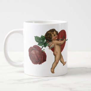 Vintage Alla hjärtans dag Kerub och viktoriansk ro Jumbo Mugg