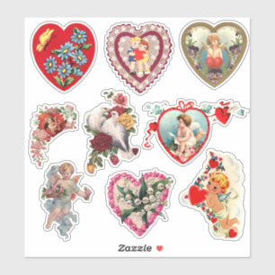 Vintage Alla hjärtans dag Retro Classic Hearts Klistermärken