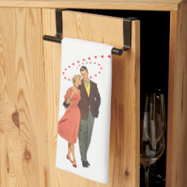 Vintage Alla hjärtans dag, Romantiska Flytande hjä Kökshandduk