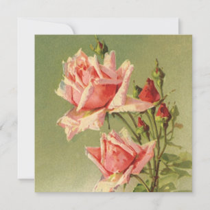 Vintage Alla hjärtans dag Rosa Viktoriansk Trädgår Inbjudningar