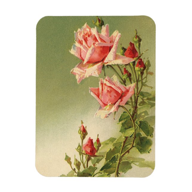 Vintage Alla hjärtans dag rosa viktoriansk trädgår Magnet (Vertikal)