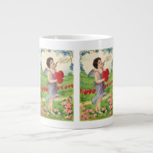 Vintage Alla hjärtans dag, viktoriansk ängel med h Jumbo Mugg