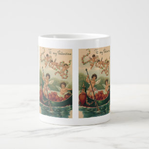 Vintage Alla hjärtans dag, viktorianska keruber i Jumbo Mugg