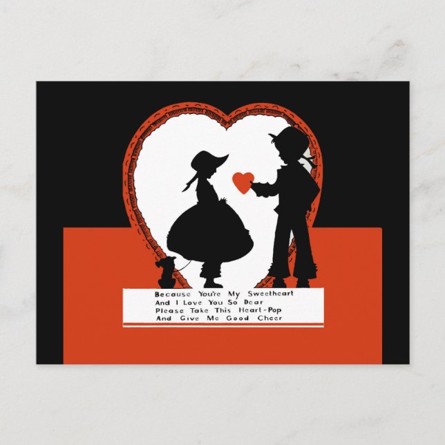 Vintage Alla hjärtans dagskort Helg Vykort (Framsida)