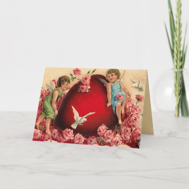 Vintage Alla hjärtans dagskort Helgkort (Framsida)