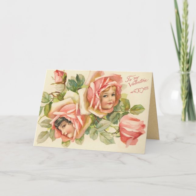 Vintage Alla hjärtans dagskort Helgkort (Framsida)