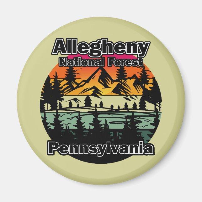 Vintage Allegheny National Forest Pennsylvania Magnet (Framsidan)