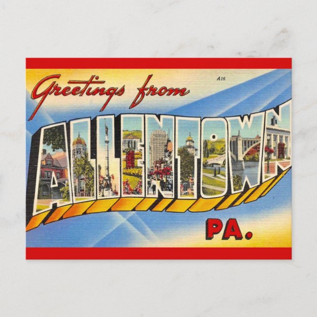 Vintage Allentown PA  Vykort (Framsida)