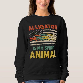 Vintage Alligator Animals American Flagga T Shirt