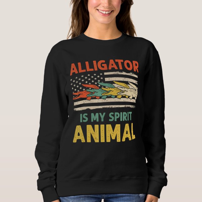 Vintage Alligator Animals American Flagga T Shirt (Framsida)