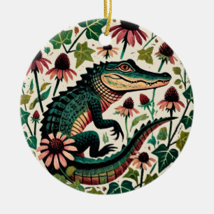 Vintage Alligator Julgransprydnad Keramik