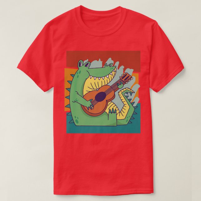 Vintage Alligator Music Crocodile Guitar1400 T Shirt (Design framsida)