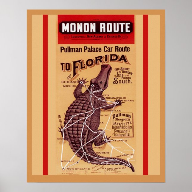 Vintage Alligator Railroad route Poster (Framsidan)