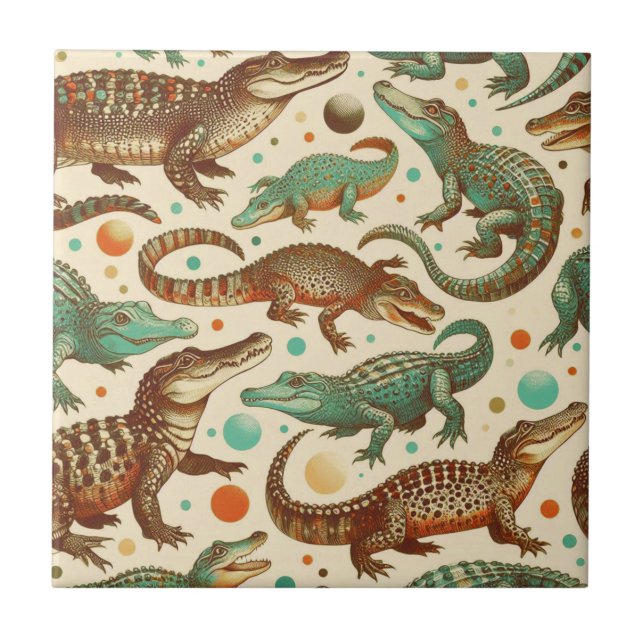 Vintage Alligator Seamlees Kakelplatta (Framsidan)