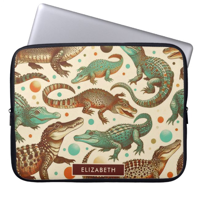 Vintage Alligator Seamlees Laptop Fodral (Framsidan)
