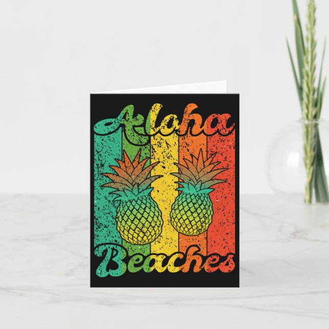 Vintage Aloha Beacher Pineapple Hawaiin Beach Kort (Framsida)